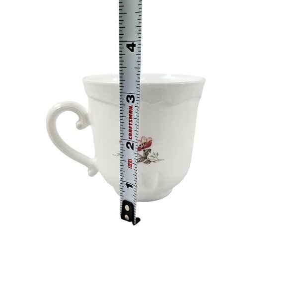 Acropal France White with Floral Accent 6 Oz Coffee Tea Mugs Cups – Set of 4 - Picture 6 of 16